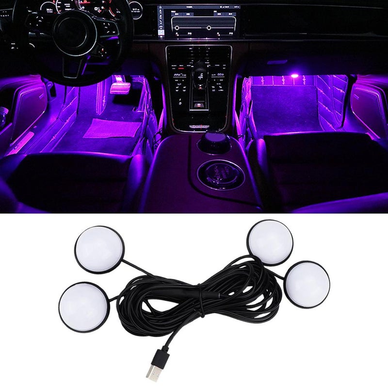 LED car ambient lighting, one-to-four car interior USB wiring-free lighting modification light, cross-border